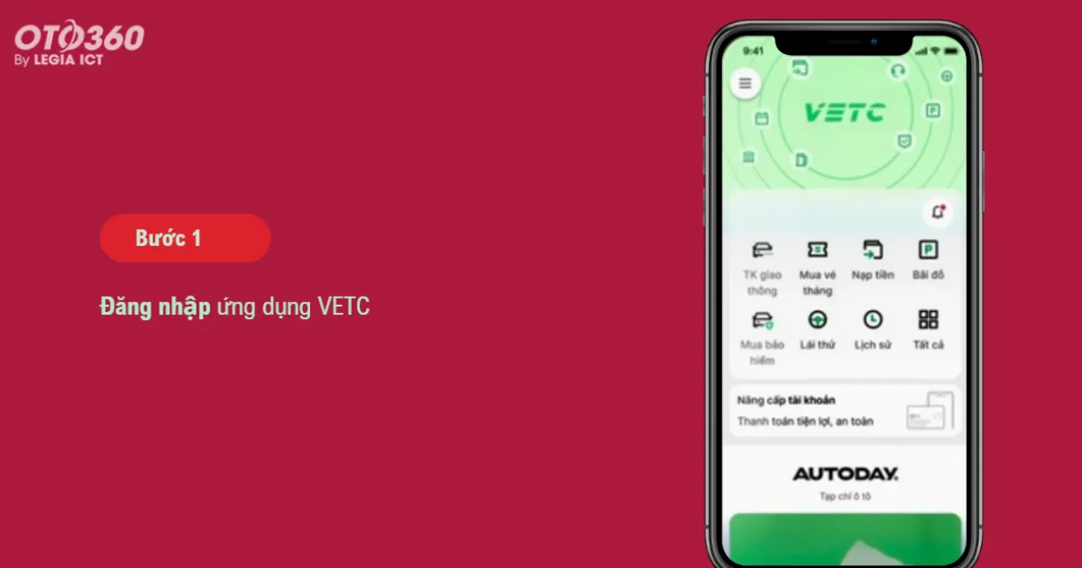 Bước 1: Đăng nhập ứng dụng VETC.