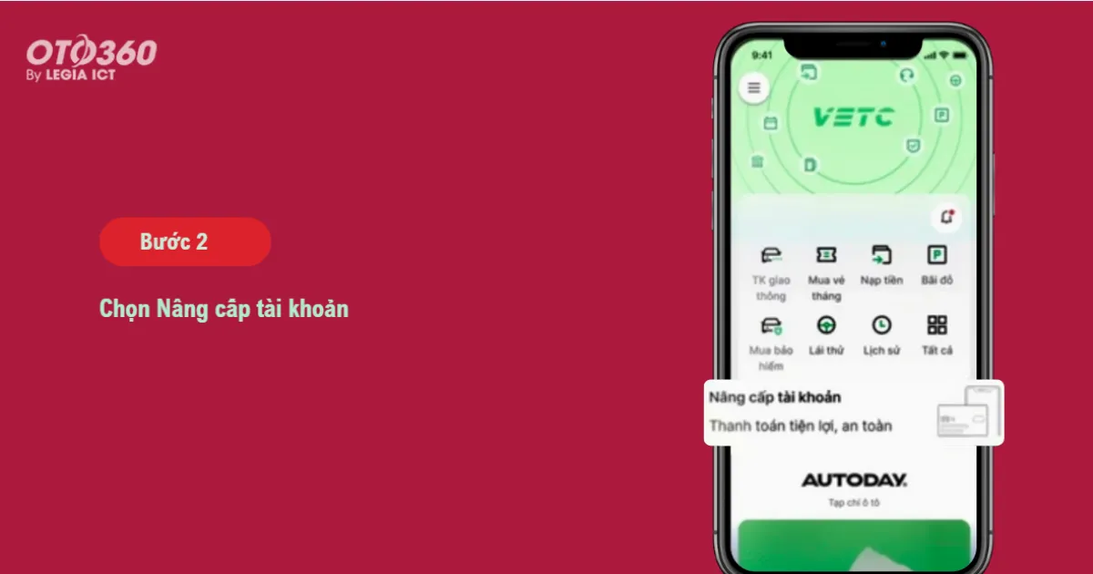 Bước 2: Chọn Nâng cấp tài khoản.