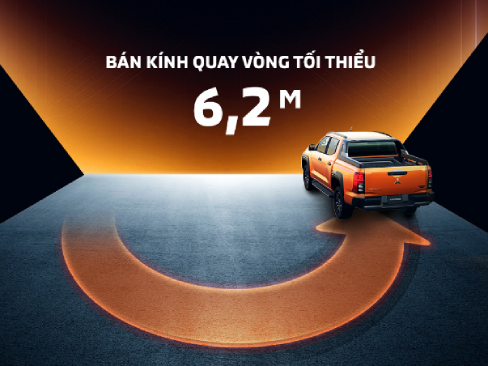 Bán kính quay vòng tối thiểu 6,2m xe Mitsubishi Triton 2024